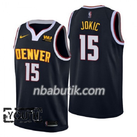 NBA Børn Trøje Denver Nuggets Nikola Jokic 15 2018-2019 Nike Navy Swingman